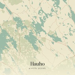 Vintage map of Hauho, Finland.