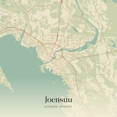 Vintage map of Joensuu, Finland.