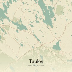 Fototapeta premium Vintage map of Tuulos, Finland.