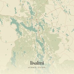 Fototapeta premium Vintage map of Iisalmi, Finland.