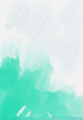 whimsical, playful, fun, lighthearted Abstract Soft Seascape of Three Sailboats Bobbing in Wind & Waves w/Interesting Wispy Cloud Above Digital Painting, Art, Illustration, Artwork in Teal Green Aqua,