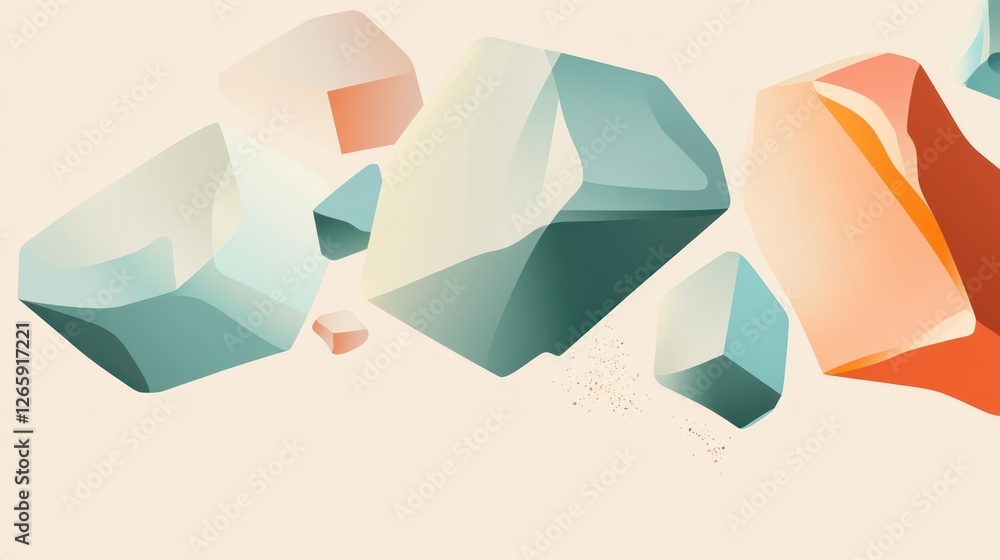 Aufkleber abstract geometric composition with soft colors and modern design