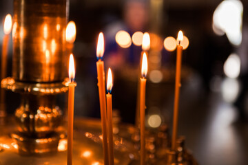burning candles in the church