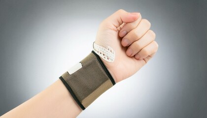 손목 보호대를 착용한 손