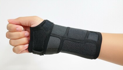 손목 보호대를 착용한 손