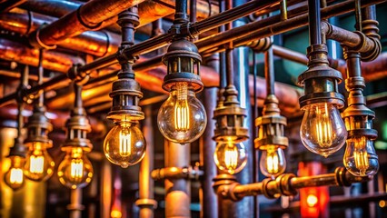 Macro Shot: Industrial Pipe Lighting Fixture Detail, Creative Home Decor