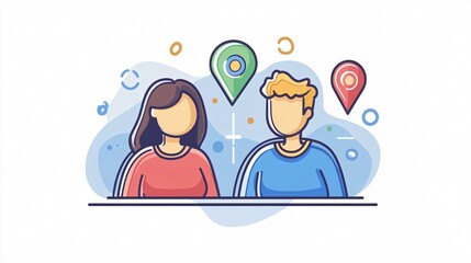 Contact Icons with Man and Woman Symbol in Cartoon Style