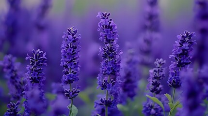 Obraz premium Close Up of Vibrant Purple Lavender Flowers in a Field