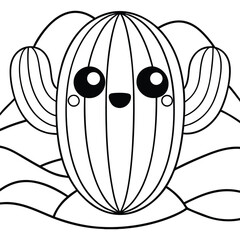 funny cactus cartoon coloring page for kids