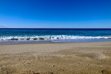 Beach sand footprint. High quality photo