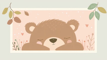 Cute Kawaii Bear Flat Vector Illustration