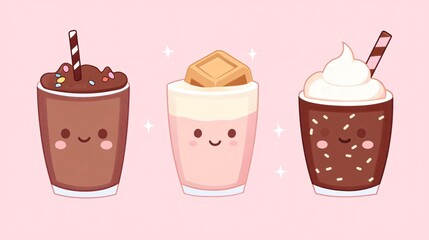 Appetizing Chocolate and Milk Collection in Cartoon Style