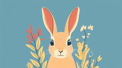 Vector Illustration of a Cute, Childish Rabbit Face