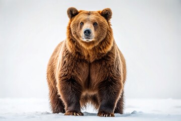 Fototapeta premium Majestic Brown Bear on White Background – Panoramic Wildlife Photography