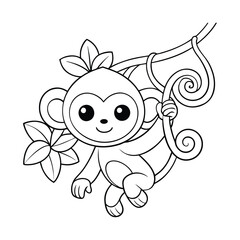 cute baby monkey coloring page for kids