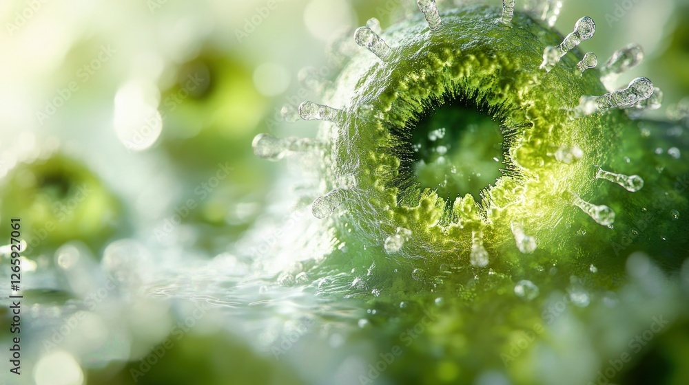 Aufkleber microscopic view of a virus particle on a surface; for science and educational use