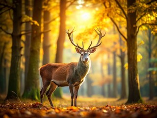 Majestic Deer in Deep Forest - High-Resolution Wildlife Stock Photo