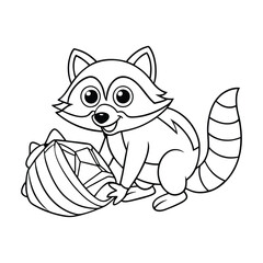Obraz premium a cute raccoon coloring page for kids