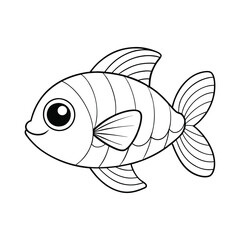 vector illustration of a fish coloring page for kids