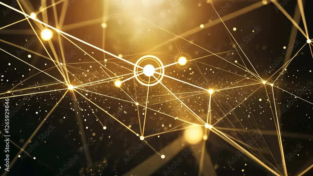 Poster golden network of connections background for technology projects