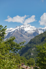 Snow-capped Bergamo alps. View from Gromo town.