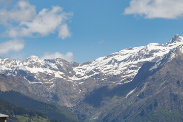 Snow-capped Bergamo alps. View from Gromo town.