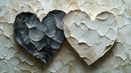 Monochrome hearts texture background. Love and duality concept for abstract art