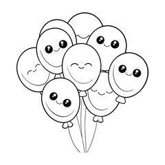 Happy Birthday Ballon coloring page for kids