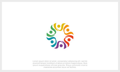 Community logo icon vector isolated.  Abstract people colorful logo icon design minimal style illustration. 
