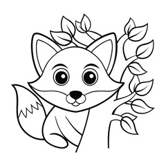 a cute fox coloring page for kids