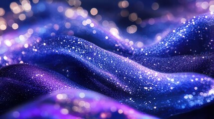 Glittering Blue Fabric Shimmers Under Sparkling Lights