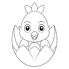 funny cartoon chick coloring page for kids