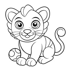 a baby lion cub with a ball coloring page for kids