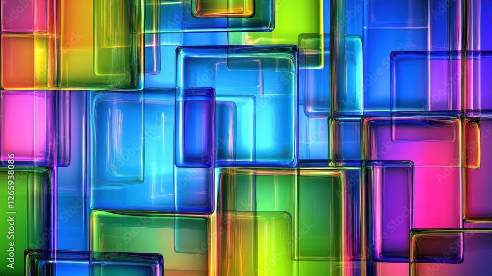 Poster abstract colorful glass square blocks pattern design
