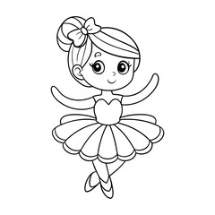 a ballerina twirling in tutu coloring page for kids