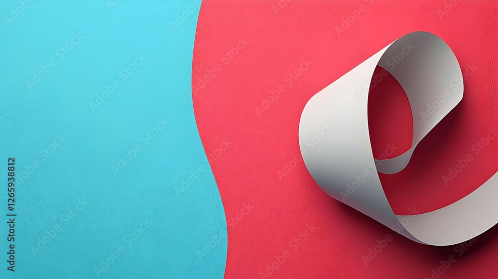 Poster abstract paper curl on red and blue background