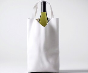 Stylish white bag designed for carrying wine bottles with a modern aesthetic for events and celebrations