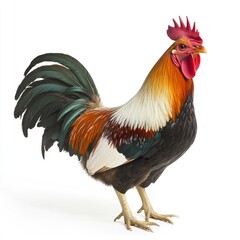 Fototapeta premium Colorful rooster on a white background, no shadows, no text space in the picture