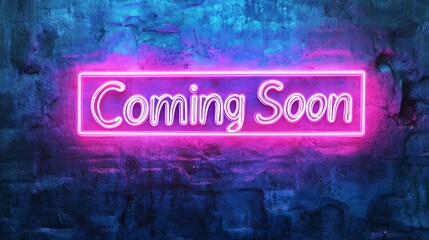 Pink and blue neon Coming Soon modern typography grunge texture