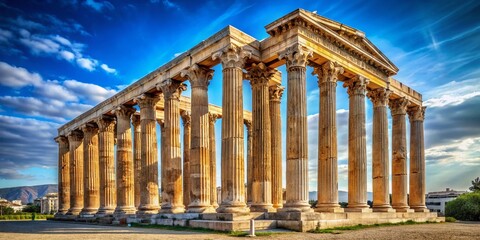 Fototapeta premium Majestic Temple of Olympian Zeus, Athens: Ancient Greek Architecture and Columns