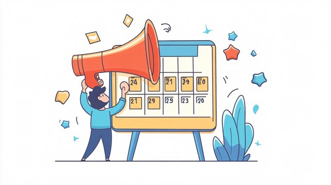 Loud Megaphone Shouting Deadline Concept Vector Illustration