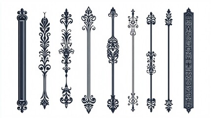 Decorative Text Dividers Isolated Monochrome Illustrations
