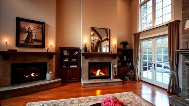 living room with fireplace
