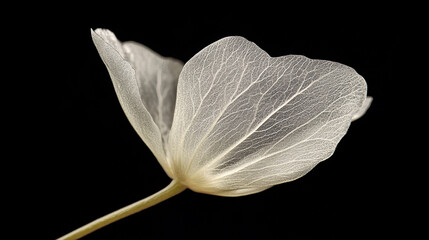 Delicate flower with intricate petal details against a dark background