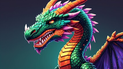 Fototapeta premium Vibrant Pixel Fantasy Dragon – Vintage Game Sprite