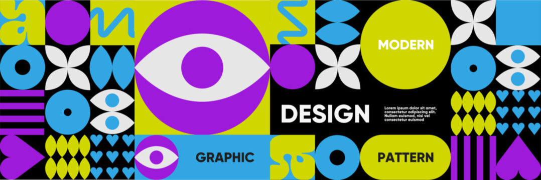 A bold abstract composition with geometric shapes in a mosaic style. A minimalist and modern vector background for posters, festivals, music, parties, and trendy banners. 