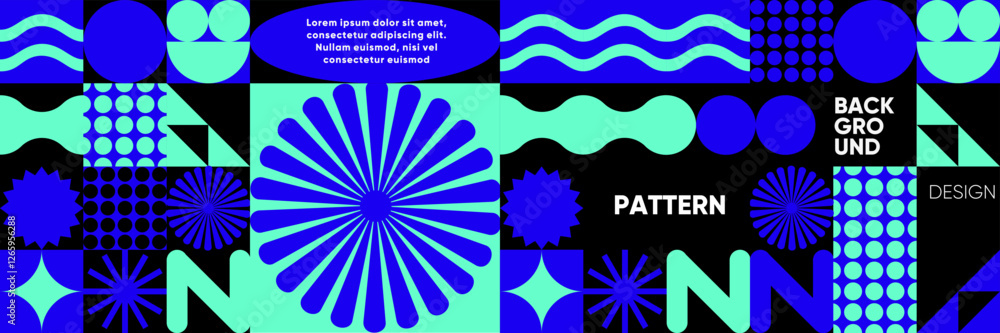 Poster a bold abstract composition with geometric shapes in a mosaic style. a minimalist and modern vector 