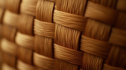 Obraz premium Close-up woven texture, wicker background, natural light, craft detail, design element