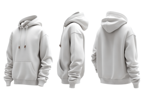 Cozy white hoodie with front pocket and adjustable drawstrings, perfect for casual wear