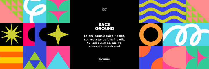 A modern geometric pattern set with abstract shapes, vibrant colors, and bold compositions. Perfect for trendy backgrounds, banners, and branding visuals.